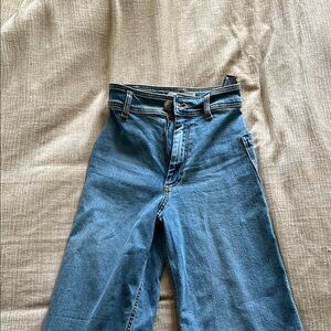 Zara Blue Flare Wide Leg Jeans